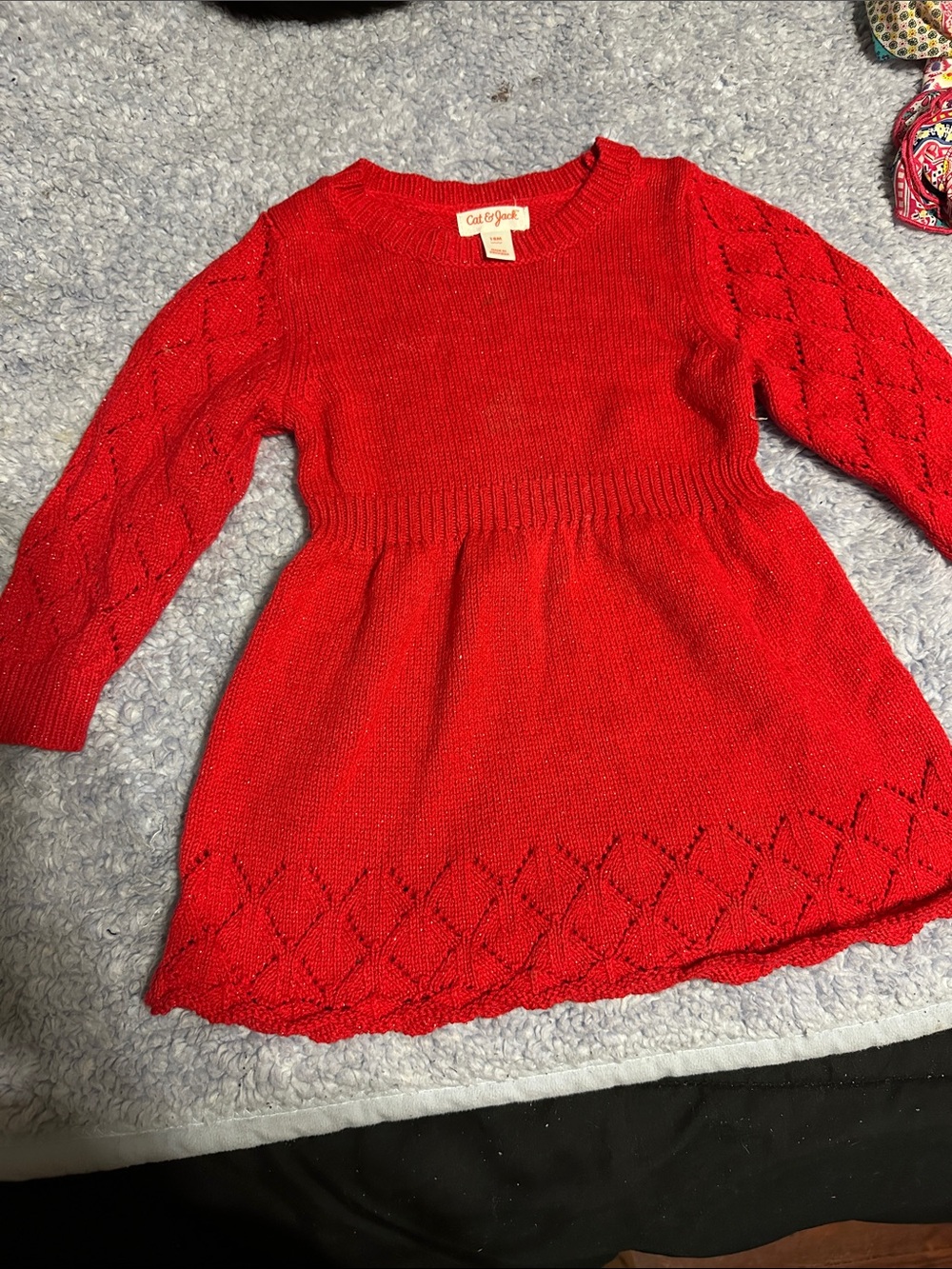 Cat & Jack Bright Red Knit Long-Sleeve Dress for Kids